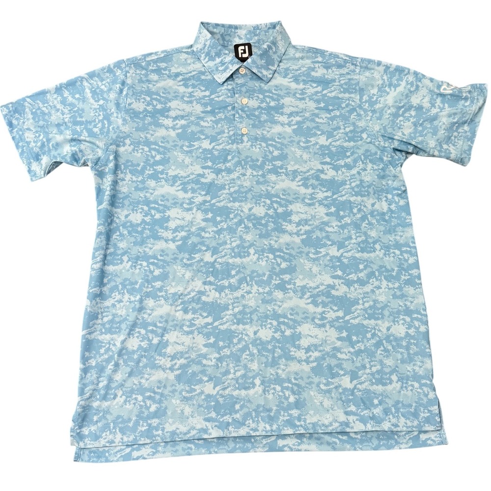 FootJoy FJ XL Mens‎ Golf Polo Shirt Performance Blue Camo Short Sleeve